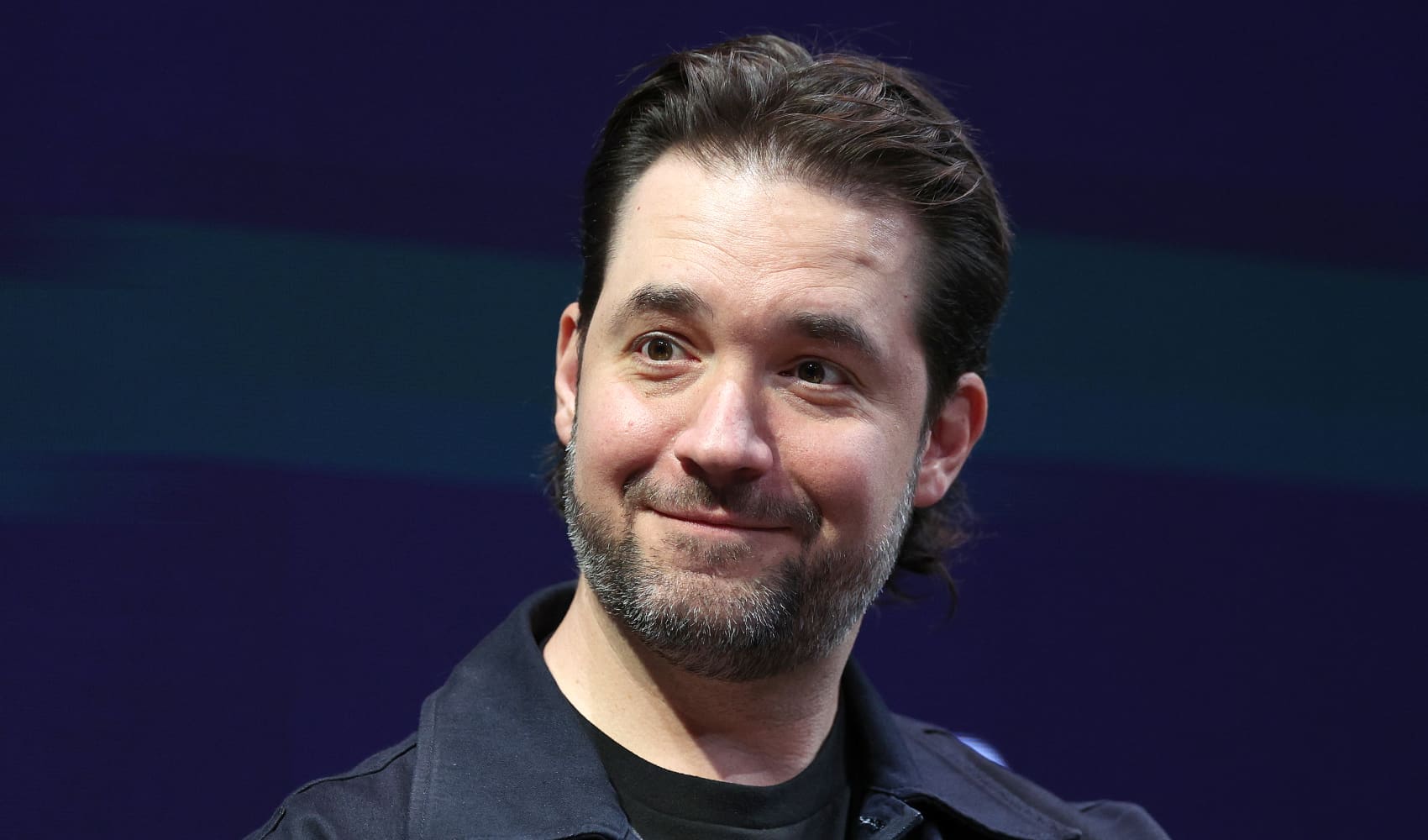 Alexis Ohanian, Principal Owner, Angel City Football Club & Los Angeles Golf Club, looks on during a conversation with Olympic sprinter Gabby Thomas during the Business of Women Sport Summit presented by Deep Blue Sports and Axios at Chelsea Factory on April 23, 2024 in New York City. 