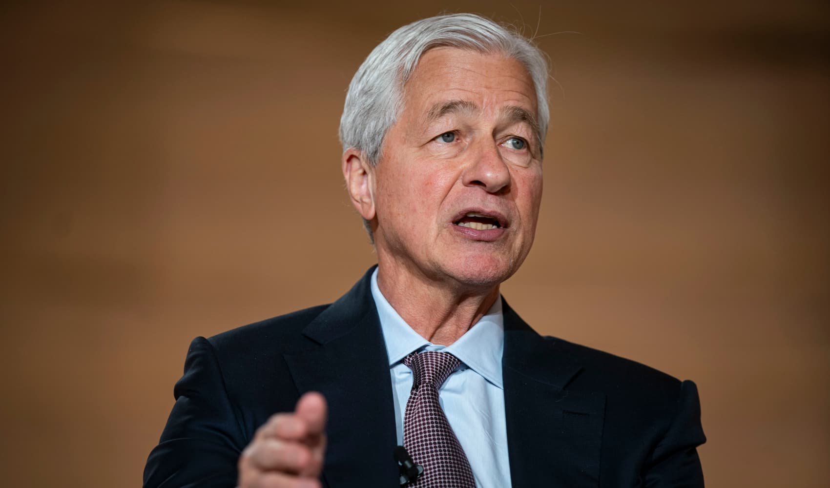 Jamie Dimon, chief executive officer of JPMorgan Chase & Co., speaks during the 2025 National Retirement Summit in Washington, DC, US, on Wednesday, March 12, 2025.