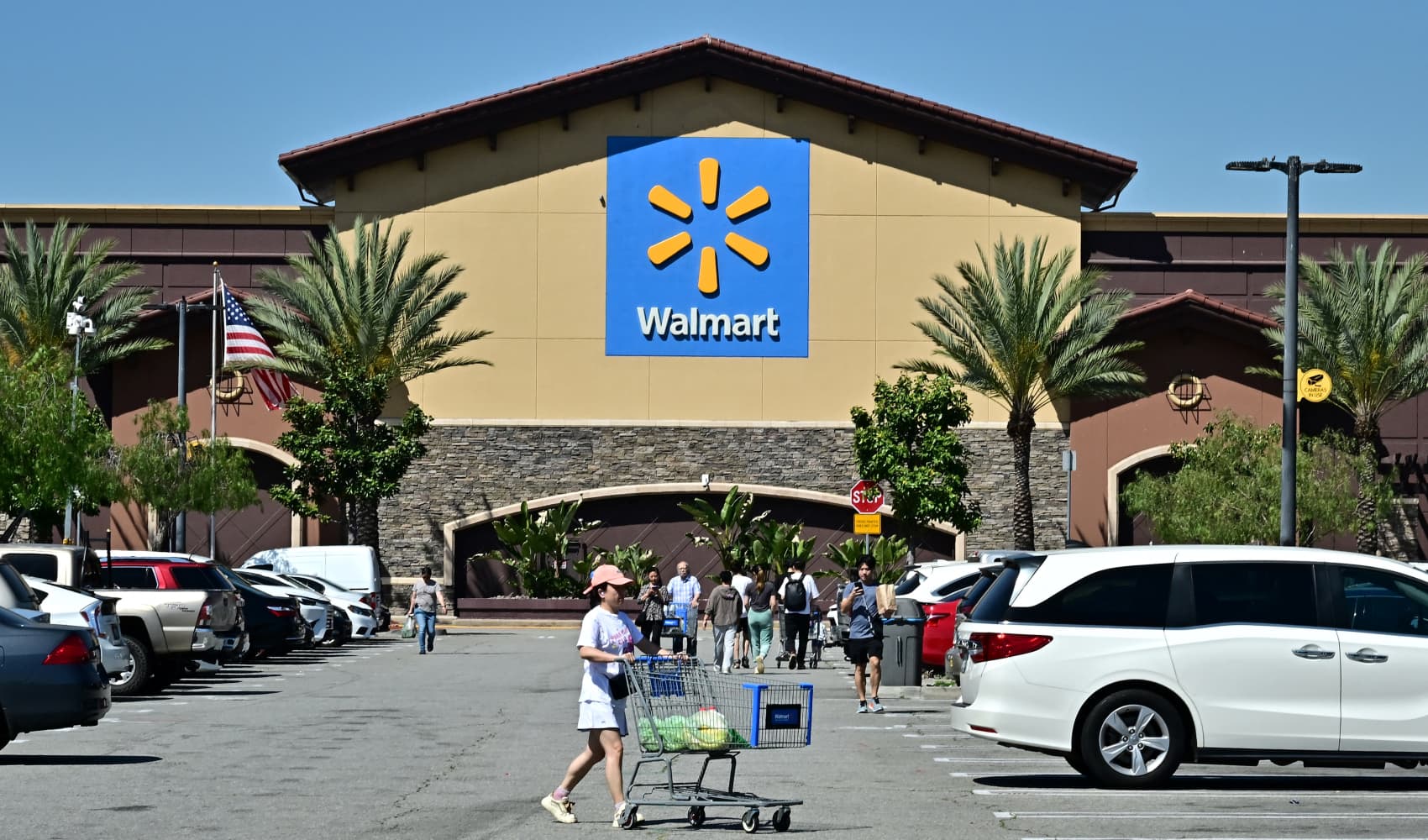 People shop at a Walmart in Rosemead, California, on April 11, 2025. 