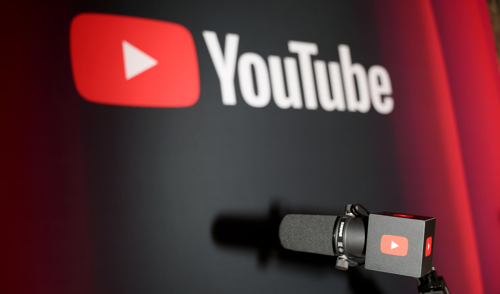 A Youtube podcast microphone is seen at the Variety Podcasting Brunch Presented By YouTube at Austin Proper Hotel on March 8, 2025 in Austin, Texas.